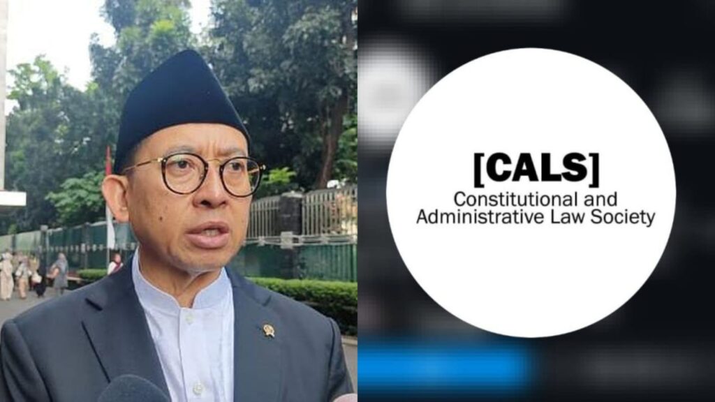 Logo Constitution and Administrative Law and Society (CALS) dan Menteri Kebudayaan Fadli Zon